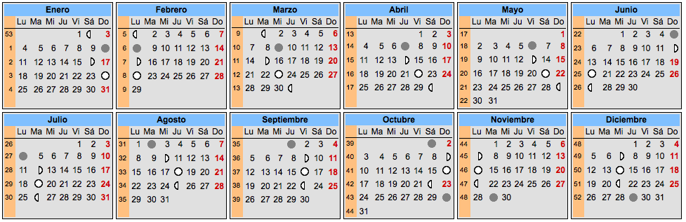 Calendario Lunar 2016
